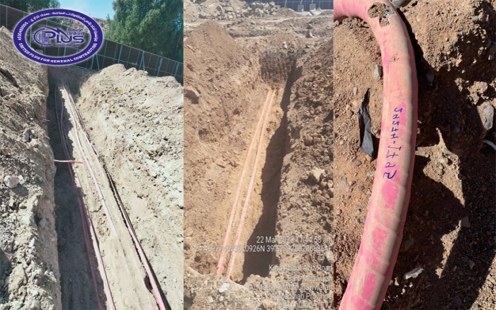 تركيب وتوصيل الكيبل الجديد مقاس 3*500 mm  جهد 13.8 كيلو فولت المونيوم.